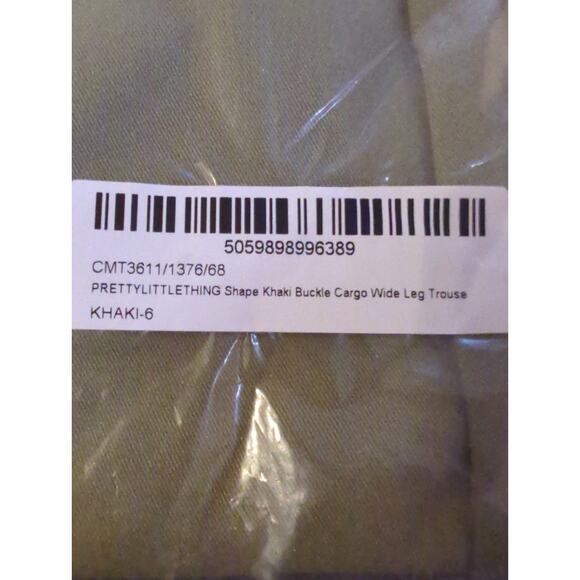 PRETTYLITTLETHING Shape Khaki Buckle Cargo Wide Leg Pants NWT Size 2 - Picture 7 of 7